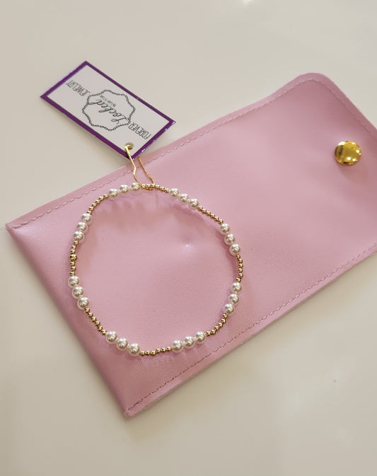 2MM GOLD-FILLED & 4MM PEARL BEADED BRACELET