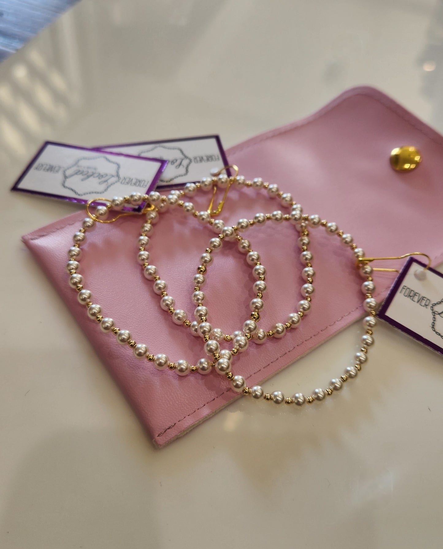 2MM GOLD-FILLED BEAD & 4MM PEARL PATTERNED BRACELET