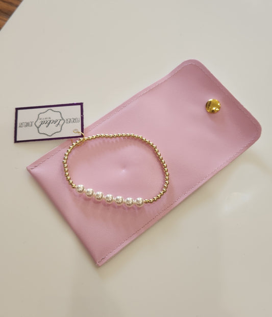 3MM GOLD-FILLED BEADS W/ 6MM PEARL BEADS BRACELET