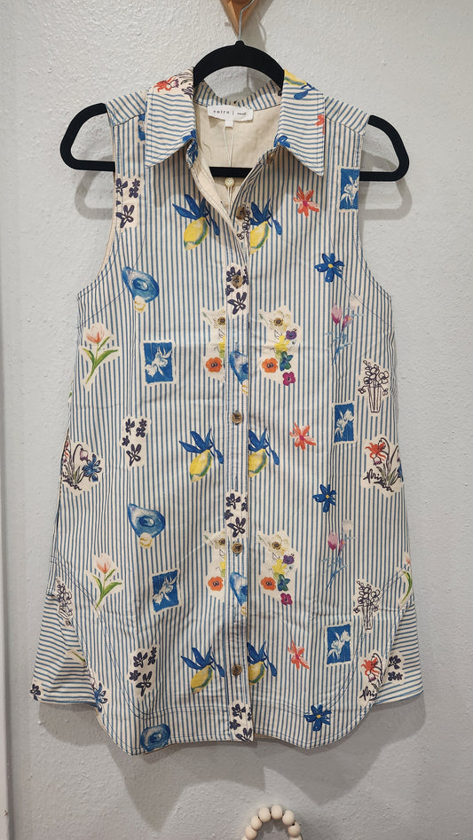 SLEEVELESS STRIPED FUN MINI DRESS