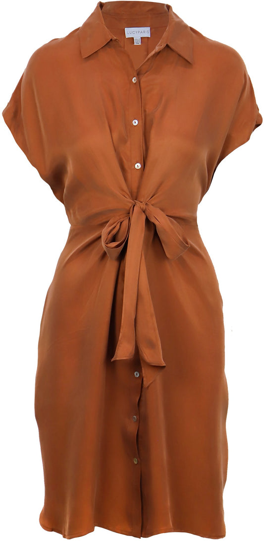 FERN FRONT TIE DRESS- RUST