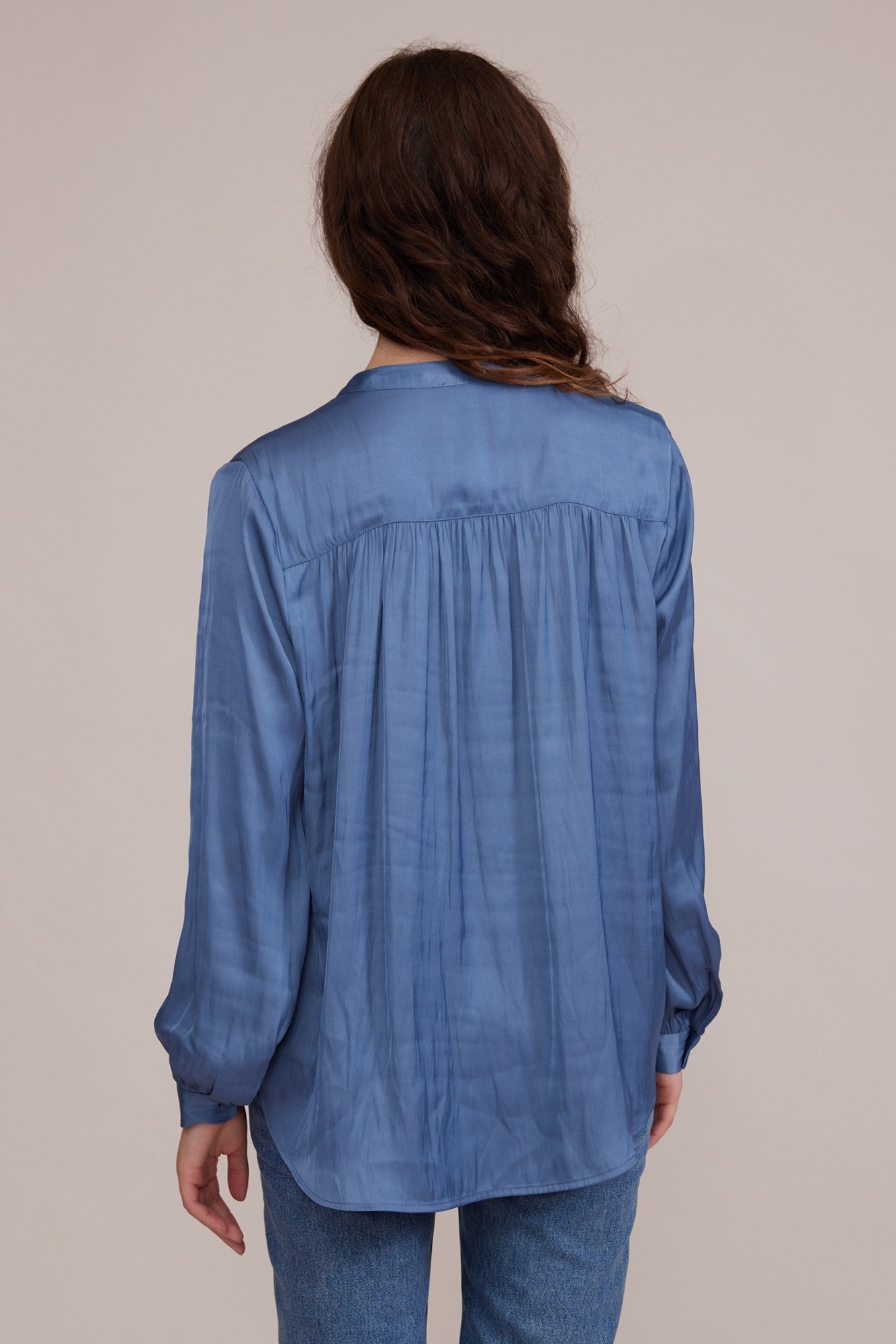 TARRA FLOWY BLOUSE - SLATE BLUE