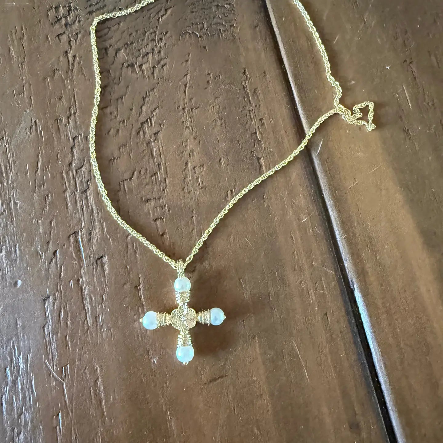 WATERPROOF PEARL CROSS NECKLACE
