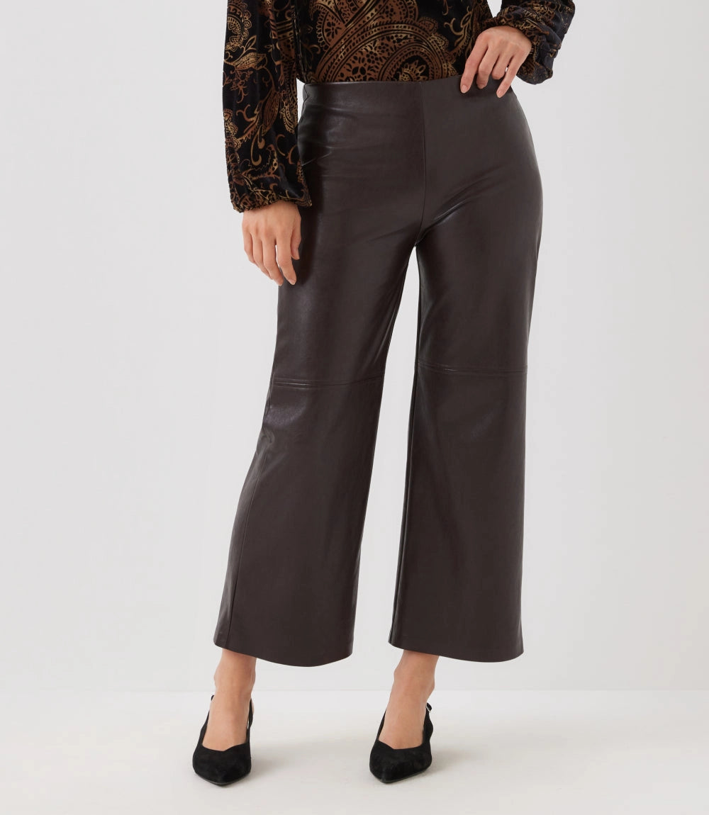 FAUX LEATHER PULL-ON ANKLE PANTS