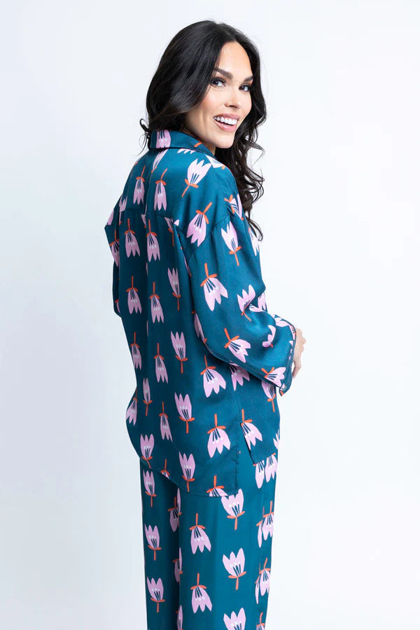 POPPY SATIN BUTTON UP TOP