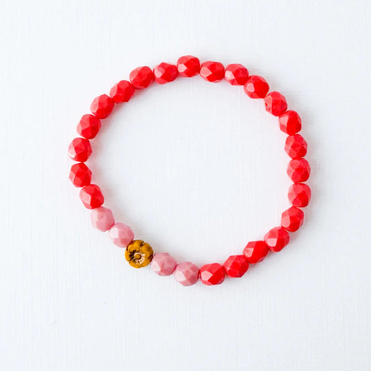 BEADED BRACELET WITH MUSTARD FLOWER
