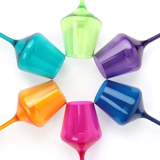 ACRYLIC STEMMED WINE GLASSES - JEWEL COLORS