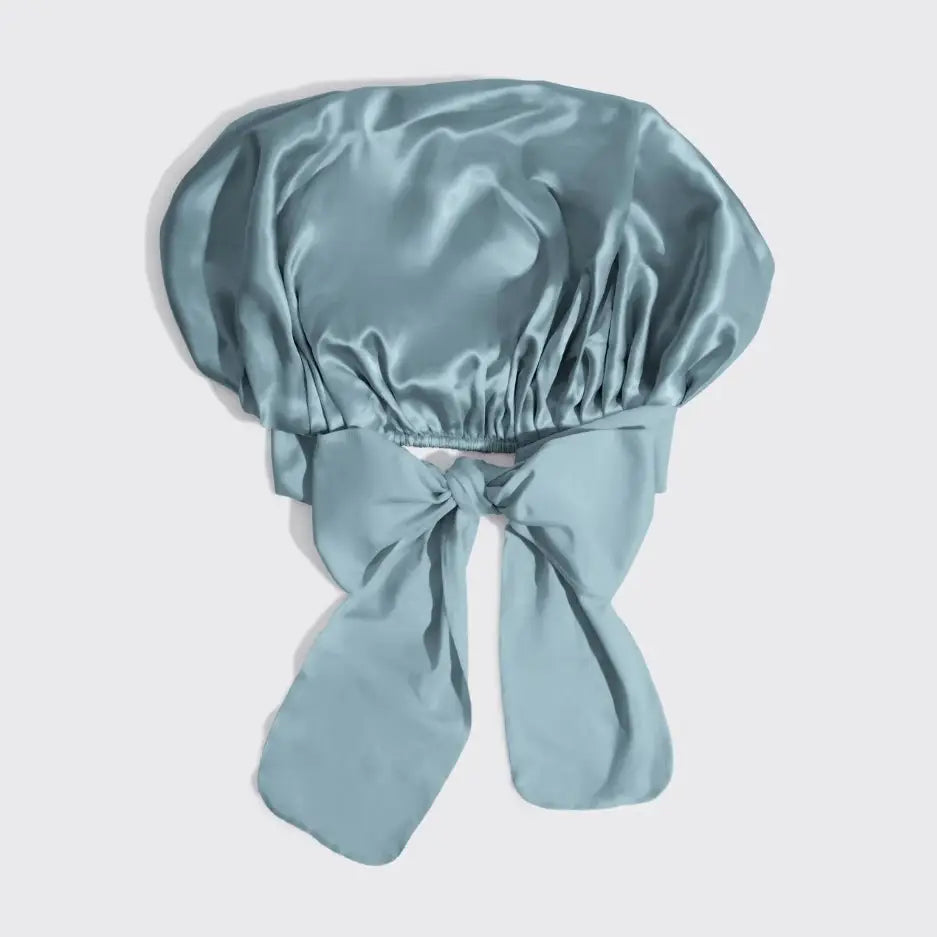 ADJUSTABLE OVERSIZED SATIN BONNET - BLUE HAZE