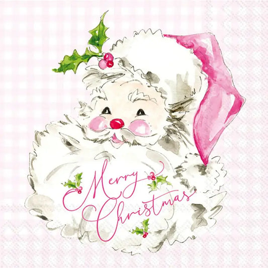 VINATGE PINK SANTA COCKTAIL NAPKINS