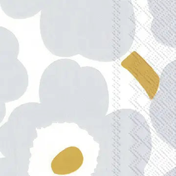 UNIKKO WHIT/SILVER FLOWER COCKTAIL NAPKINS