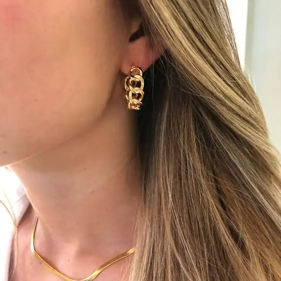 CHUNKY CHAIN HOOP EARRINGS