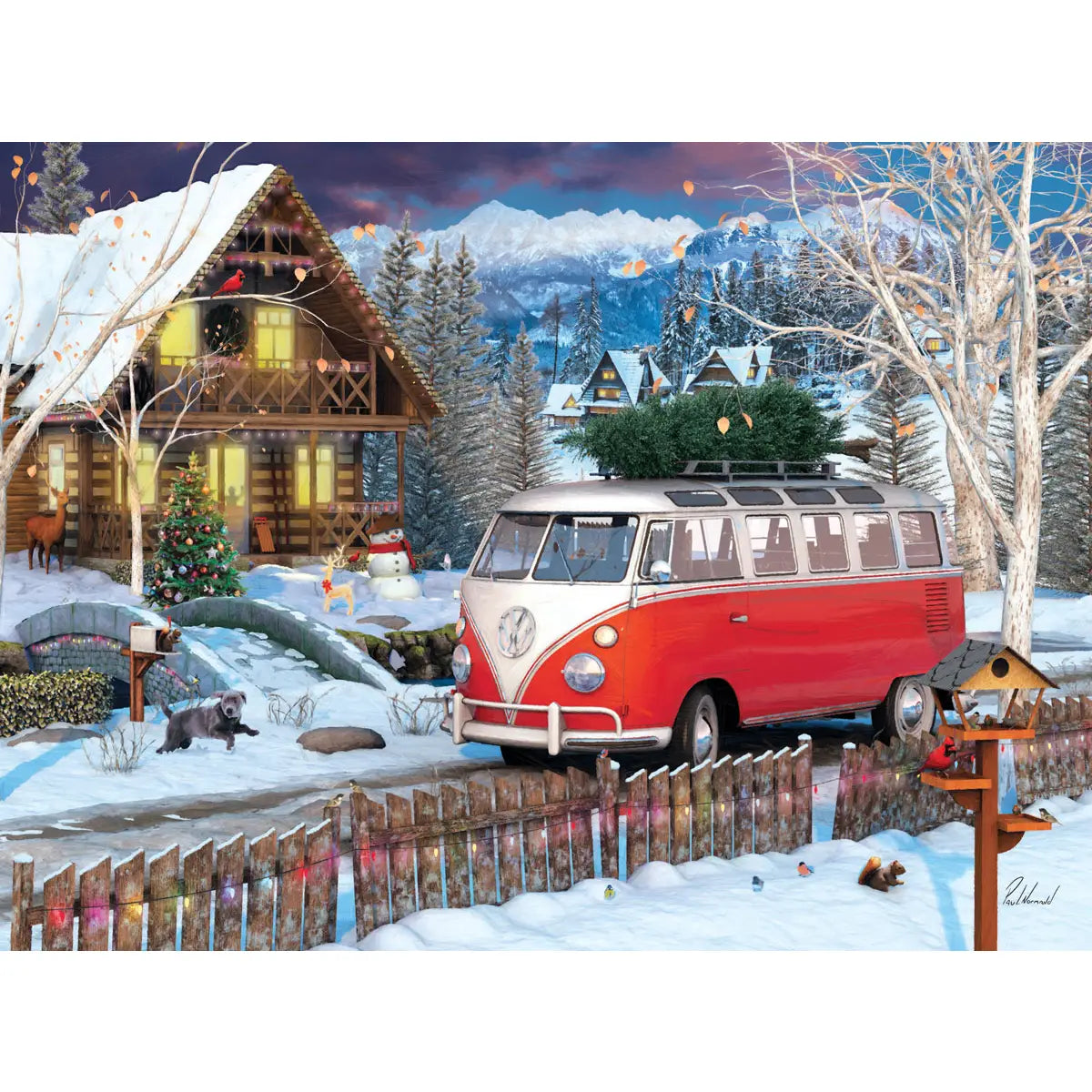 VW CHRISTMAS BUS TIN PUZZLE
