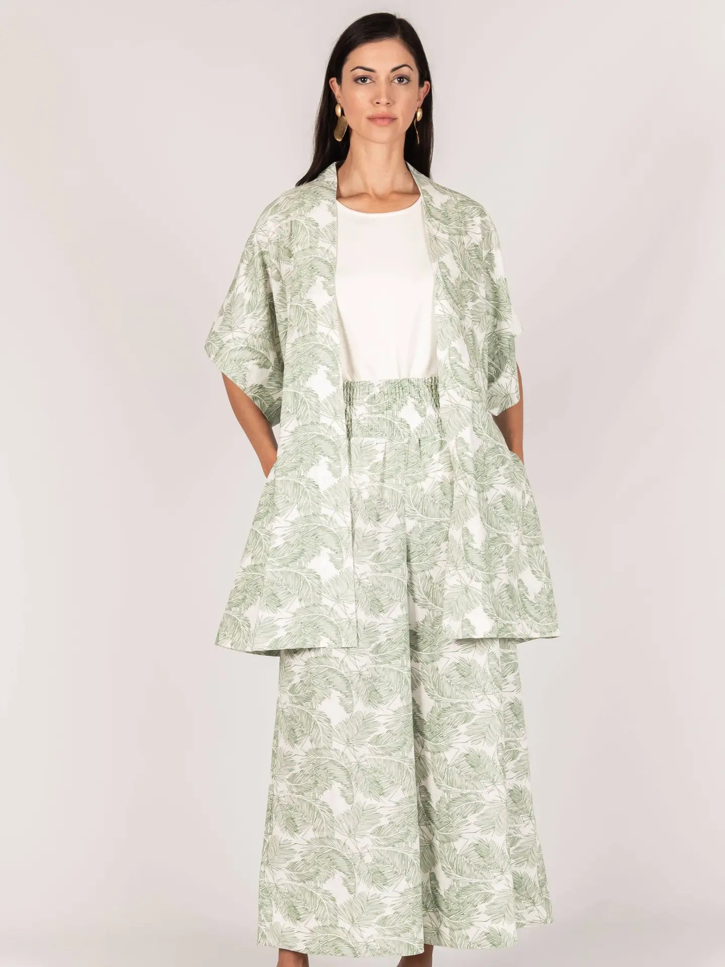 LEAF PRINT LINEN JACKET