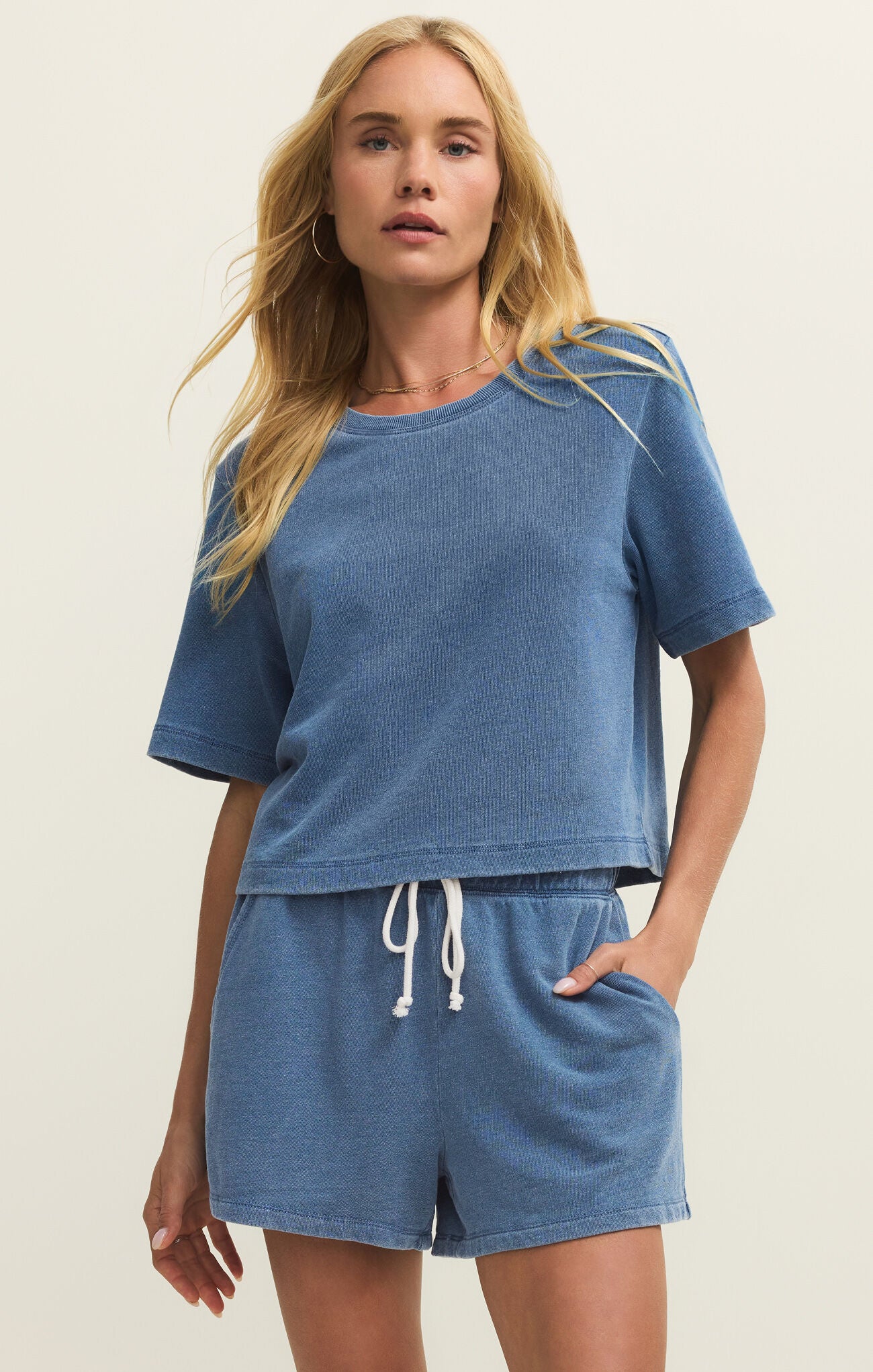CURRAN KNIT DENIM TOP