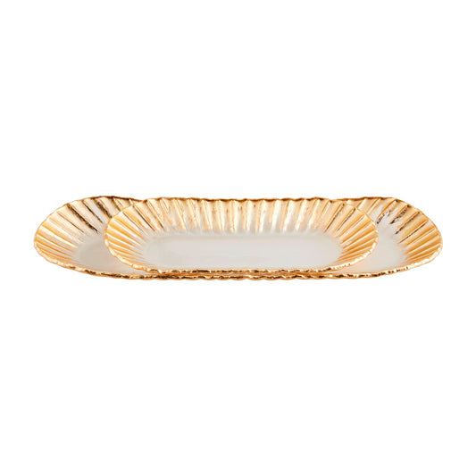 GOLD EDGE RUFFLE TRAY SET