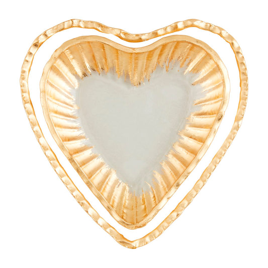 GLASS HEART TIDBIT TRAY SET