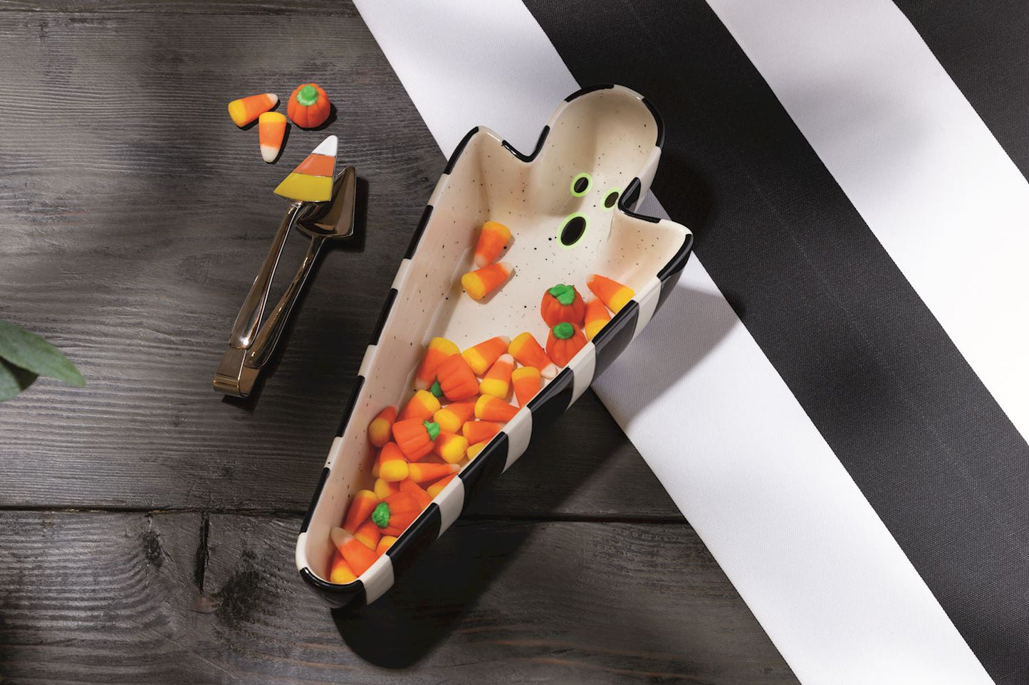 GLOW GHOST SWEETS DISH & TONG SET