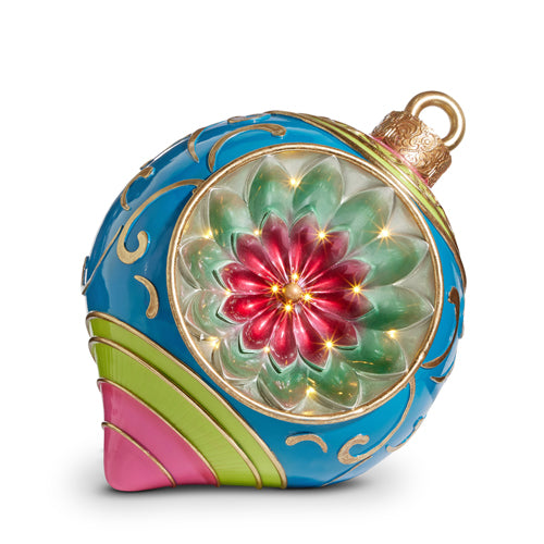 LIGHTED RETRO REFLECTOR ORNAMENT BLUE