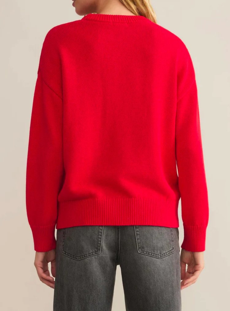 LOVE NOTES BOYFRIEND SWEATER - CHERRY