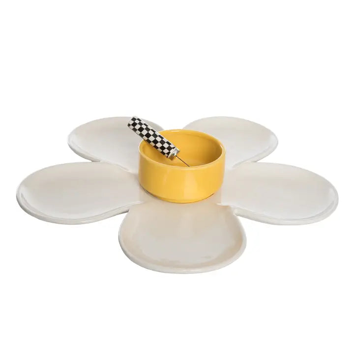DAISY PLATTER & BOWL W/ SPREADER