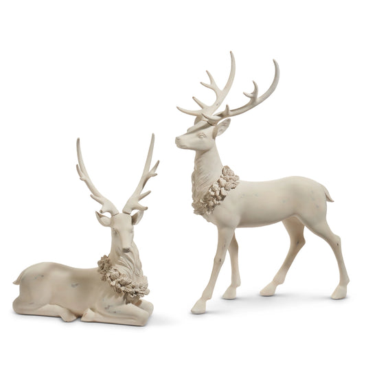 WHITEWASH CHRISTMAS DEER SET OF 2
