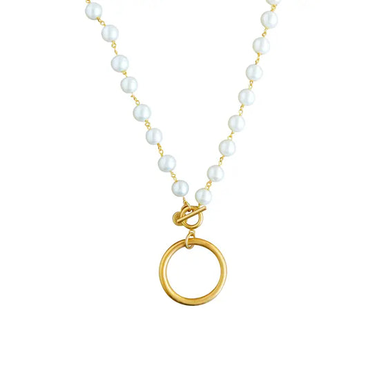 CHUNKY HOOP NECKLACE - PEARL