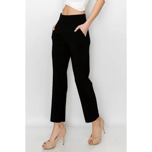 KRISTY CREPE KNIT PANT - BLACK
