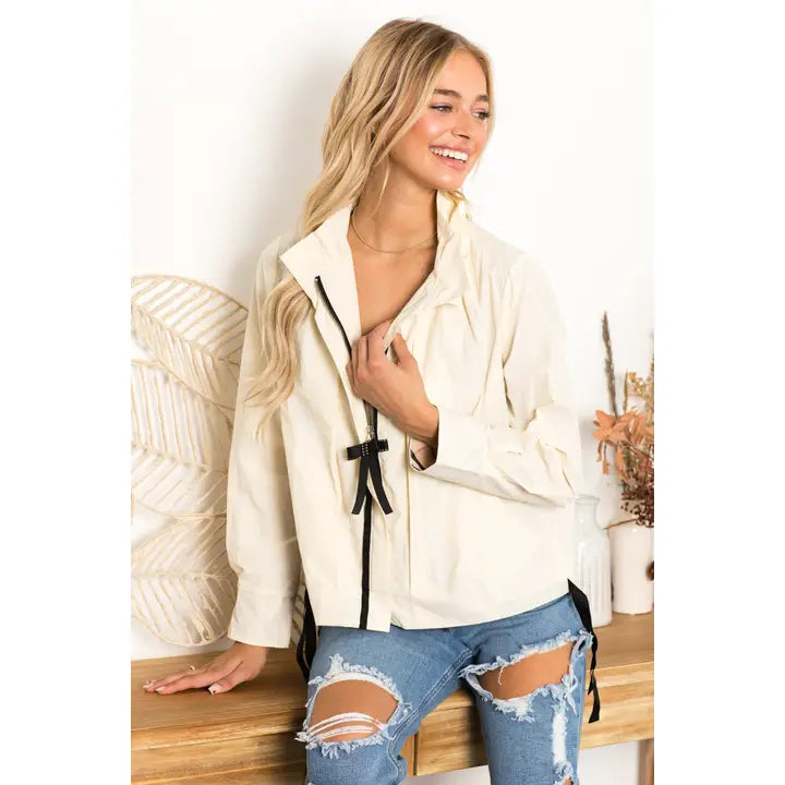 JESSICA WOVEN JACKET W/ PLAID LINING