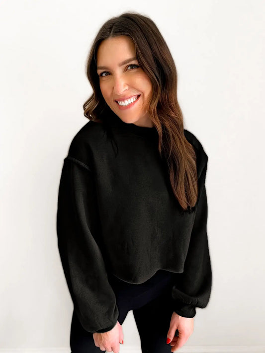 INSIDE-OUT CROPPED SWEATSHIRT