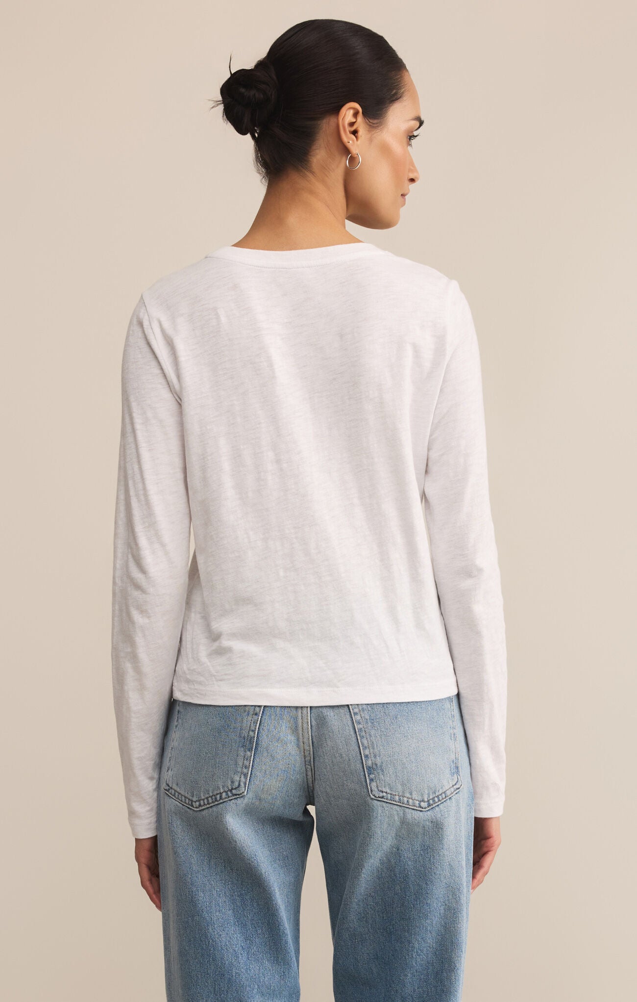 MODERN SLUB LONG SLEEVE TEE - WHITE