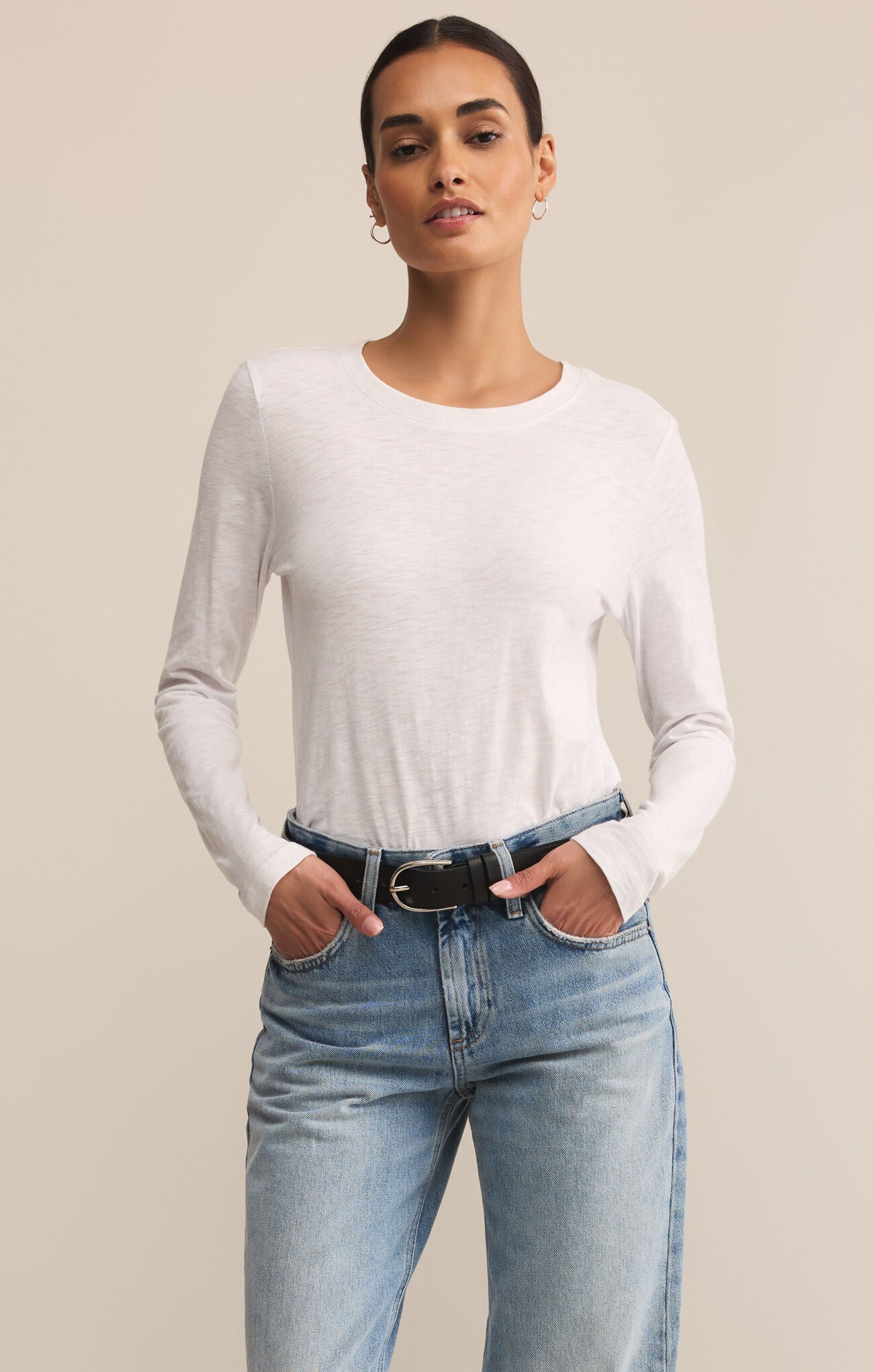 MODERN SLUB LONG SLEEVE TEE - WHITE