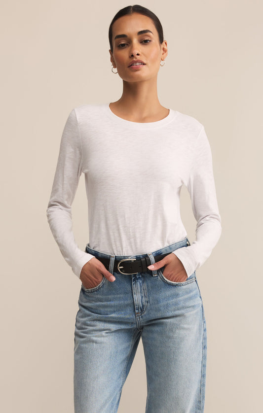MODERN SLUB LONG SLEEVE TEE - WHITE