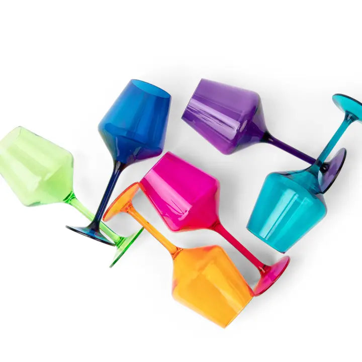 ACRYLIC STEMMED WINE GLASSES - JEWEL COLORS