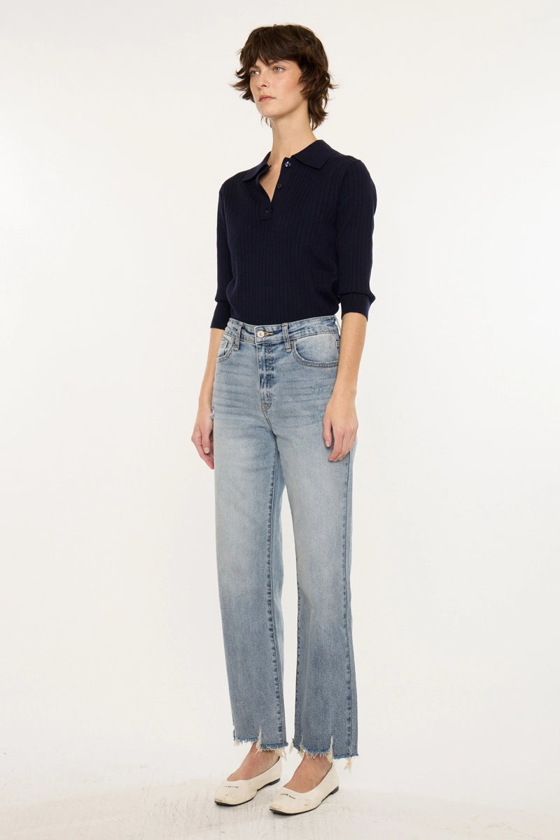 LIGHT WASH SLIM WIDE JEANS