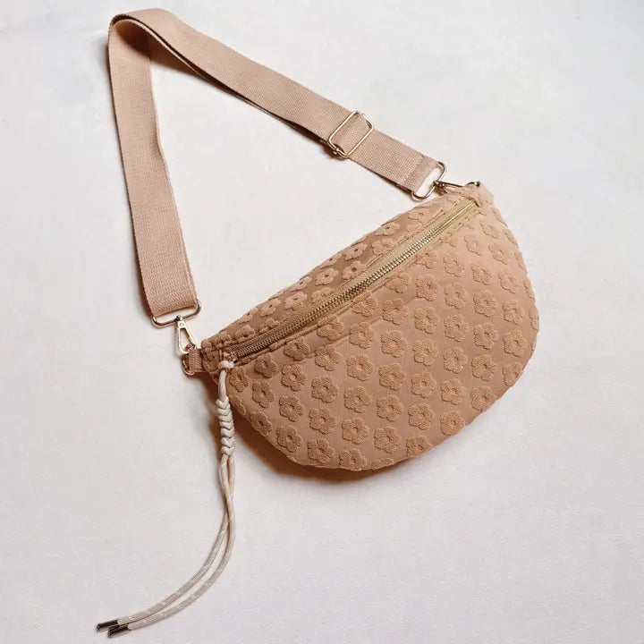 DAISY EMBOSSED BELT SLING BAG