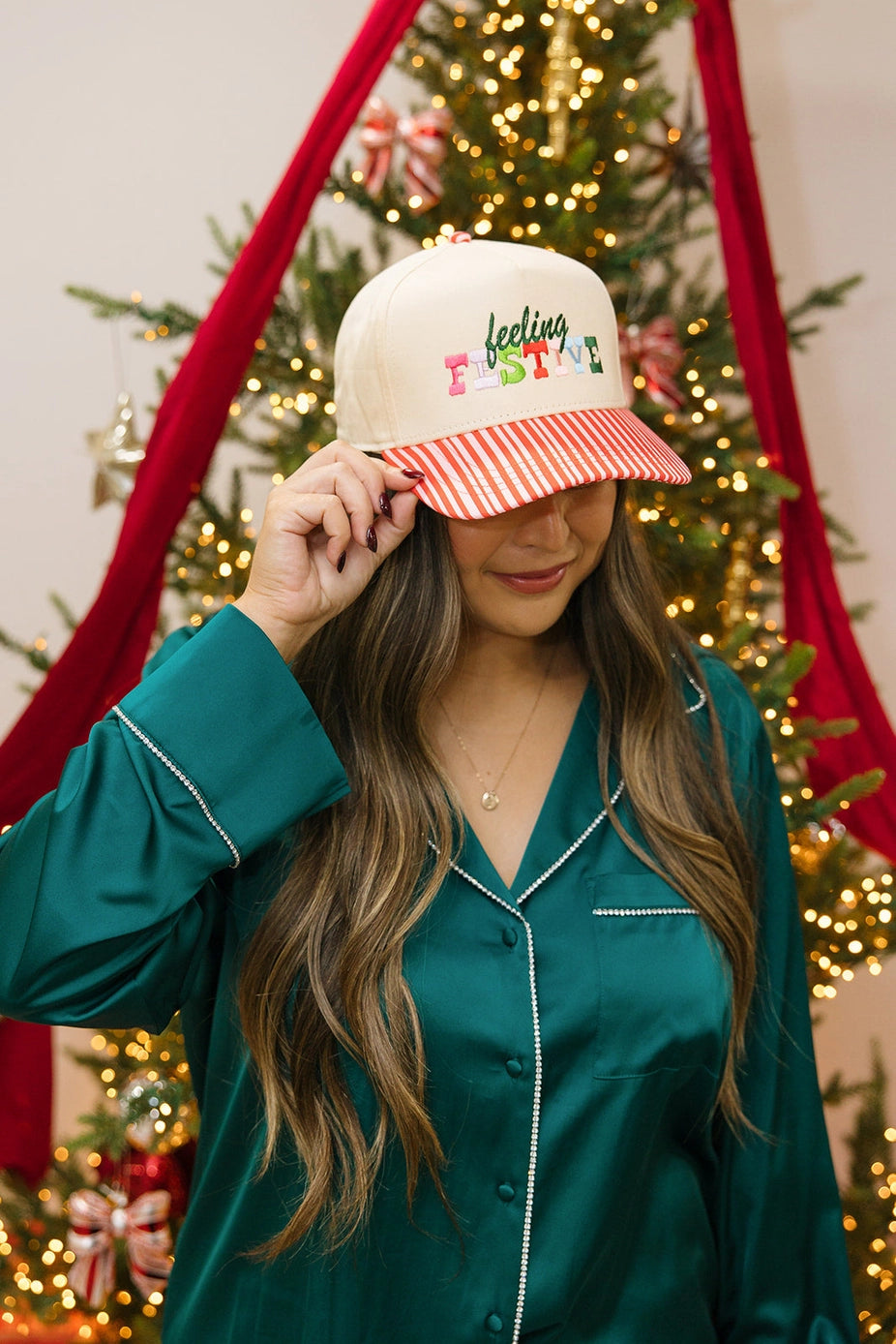 FEELING FESTIVE STRIPED CHRISTMAS HAT
