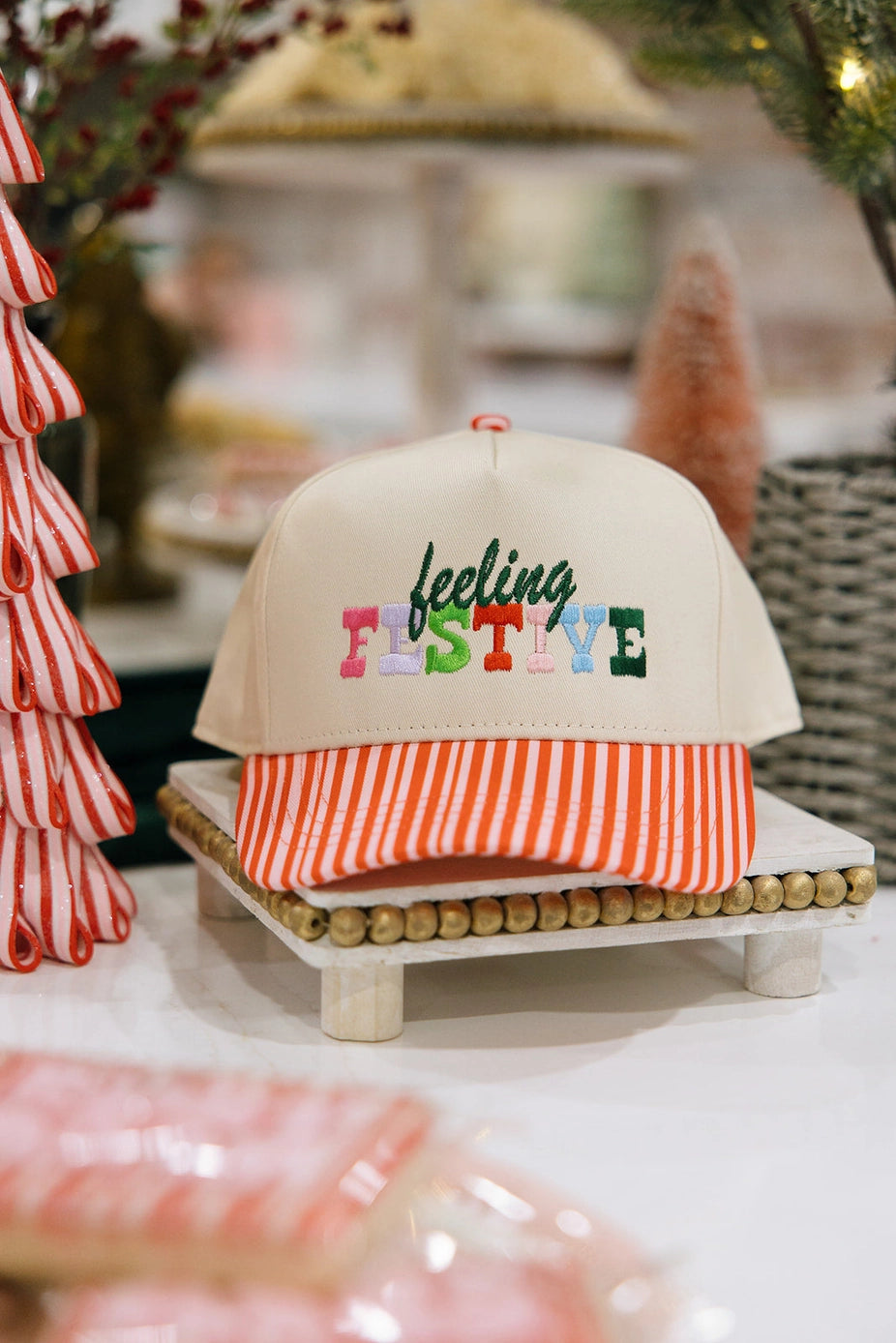 FEELING FESTIVE STRIPED CHRISTMAS HAT
