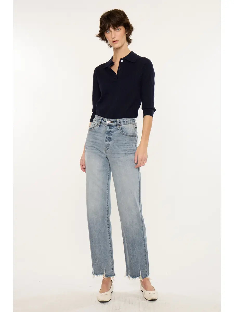 LIGHT WASH SLIM WIDE JEANS