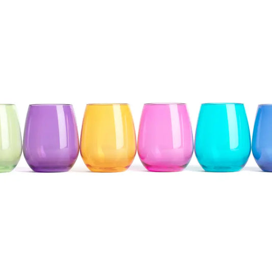 ACRYLIC STEMLESS WINE GLASSES - JEWEL COLORS