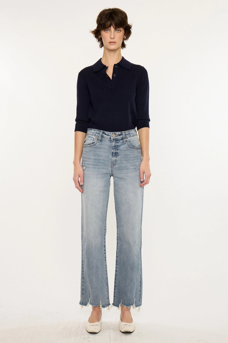 LIGHT WASH SLIM WIDE JEANS
