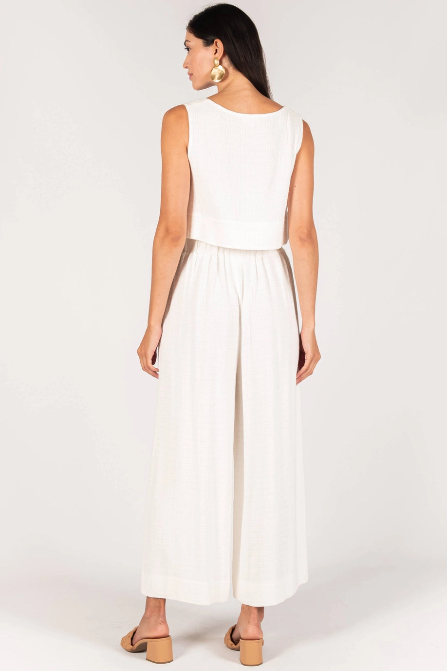 IVORY LINEN WIDE LEG PANT