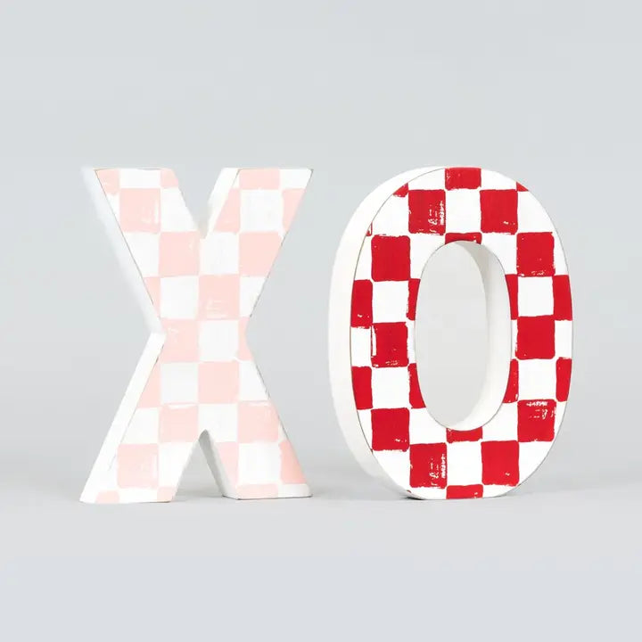 CHECKERED "X O" WOODEN CUTOUT