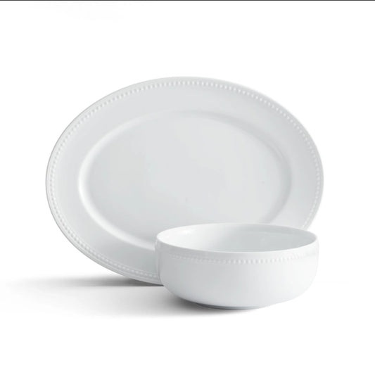 EVERYDAY WHITE BEADED SERVING SET