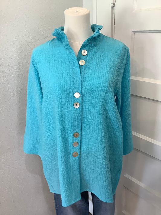 AQUA BACK BUTTON SHIRT