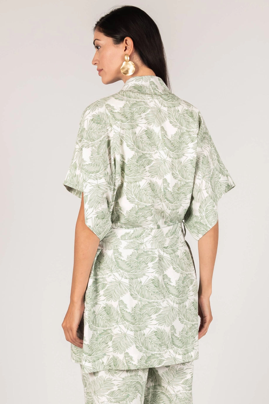 LEAF PRINT LINEN JACKET