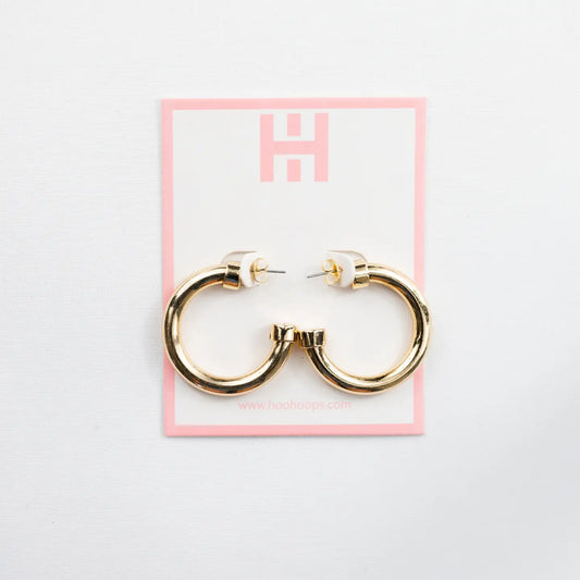 SMALL ACRYLIC HOOP EARRINGS - GOLD