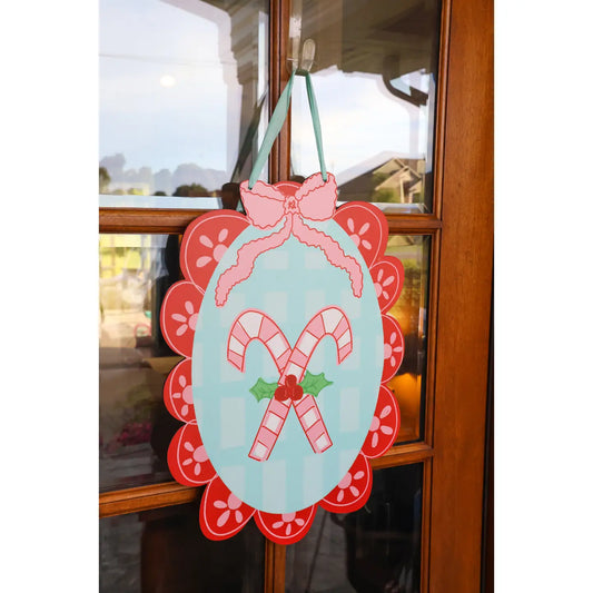 SCALLOPED CANDY CANES DOORHANGER