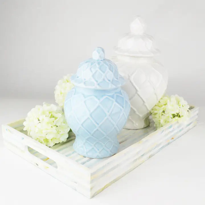 LIGHT BLUE TEXTURED GINGER JARS