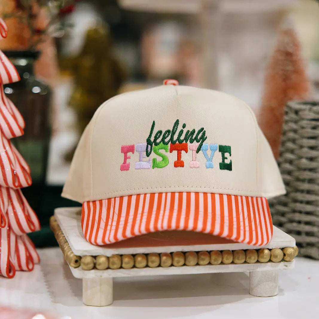 FEELING FESTIVE STRIPED CHRISTMAS HAT