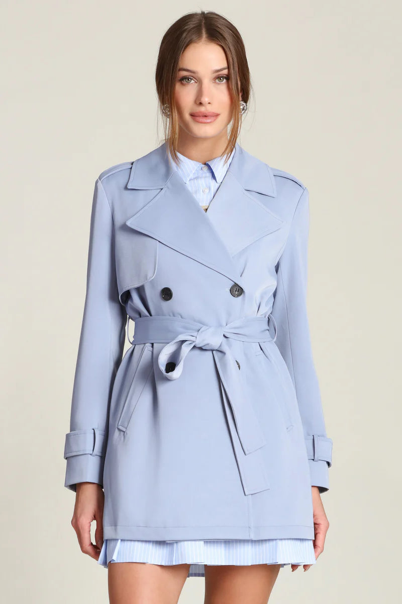 LIGHTWEIGHT BELTED TRENCH COAT - BLUE BELL